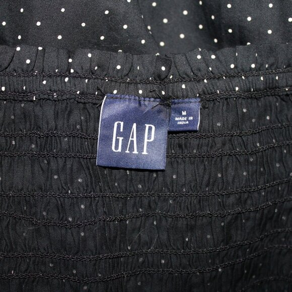 SALE! GAP Smocked Puff Sleeve Mini Black Dots Elastic Top Black M Medium EUC - Picture 11 of 13
